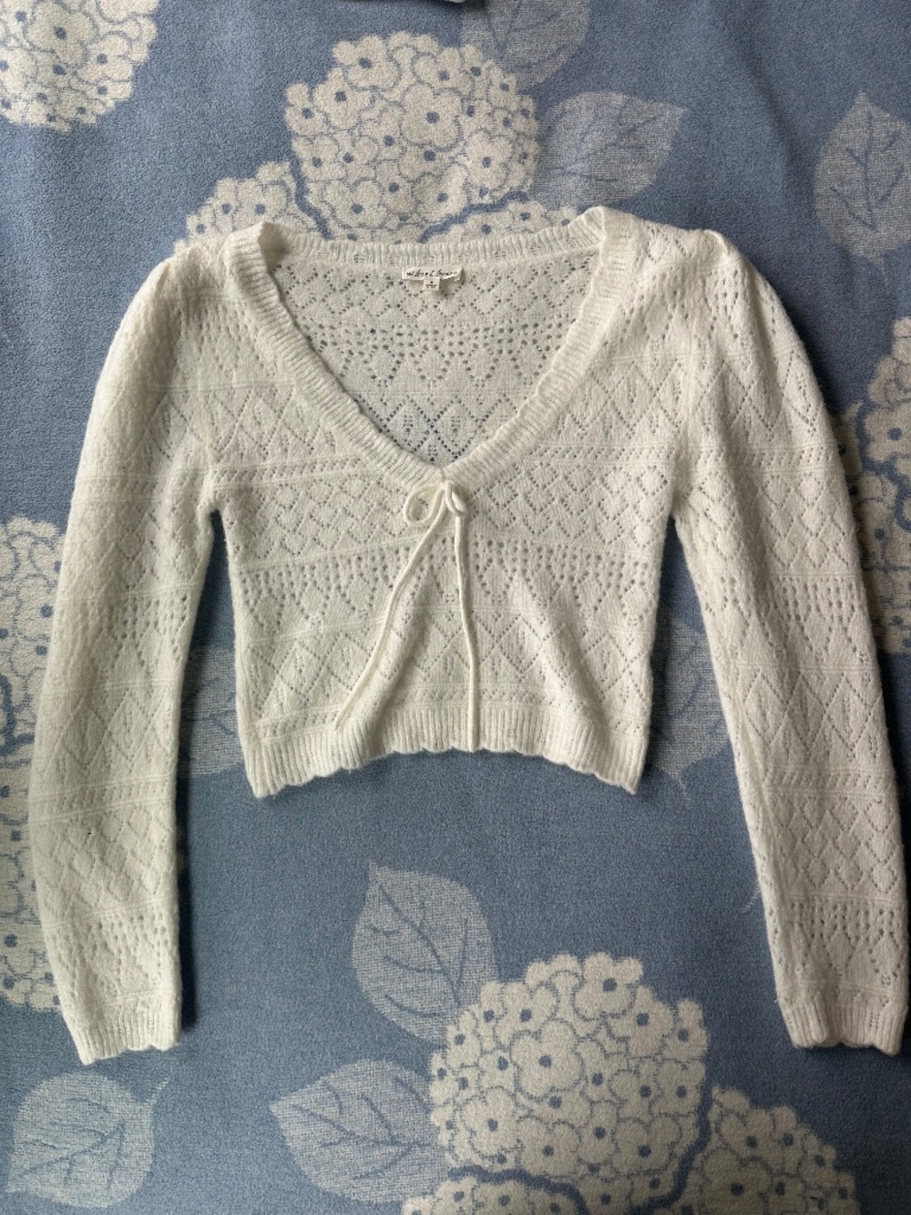 For Love and Lemons | Coastal Cowgirl White Crochet Cardigan - Small